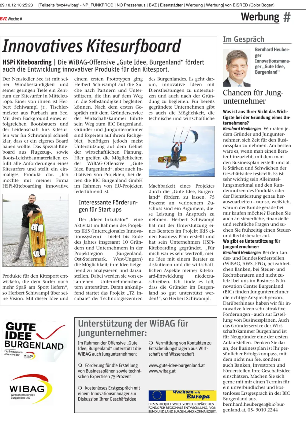 BVZ-Bericht Innovatives Kitesurfboard vom 29. Oktober 2012